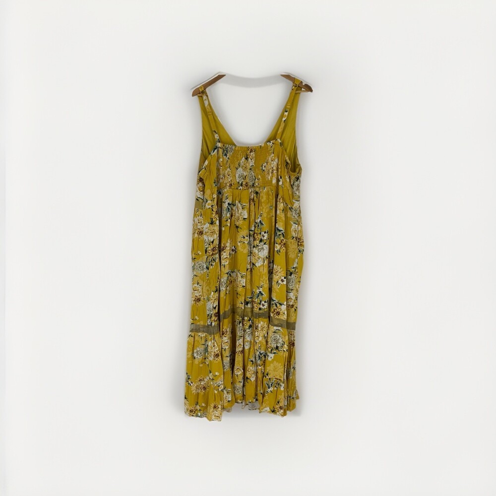 Torrid 4X Goldenrod Floral Midi Dress Boho Plus Size Yellow Maxi Style Summer - Picture 7 of 10